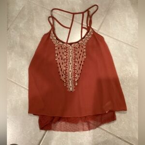 Miss Me Rust Tank Top with Embroidery